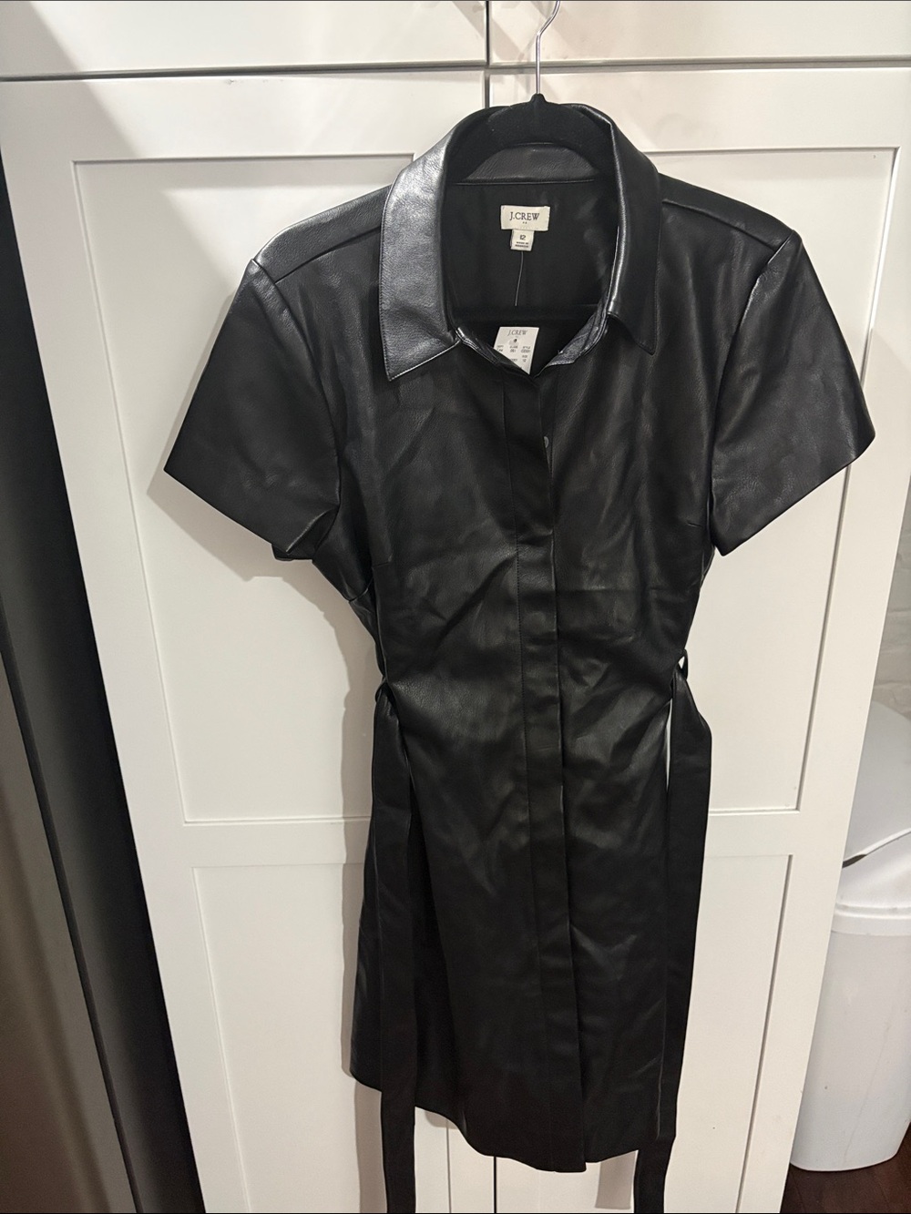 NWT J.Crew Black Faux Leather Dress